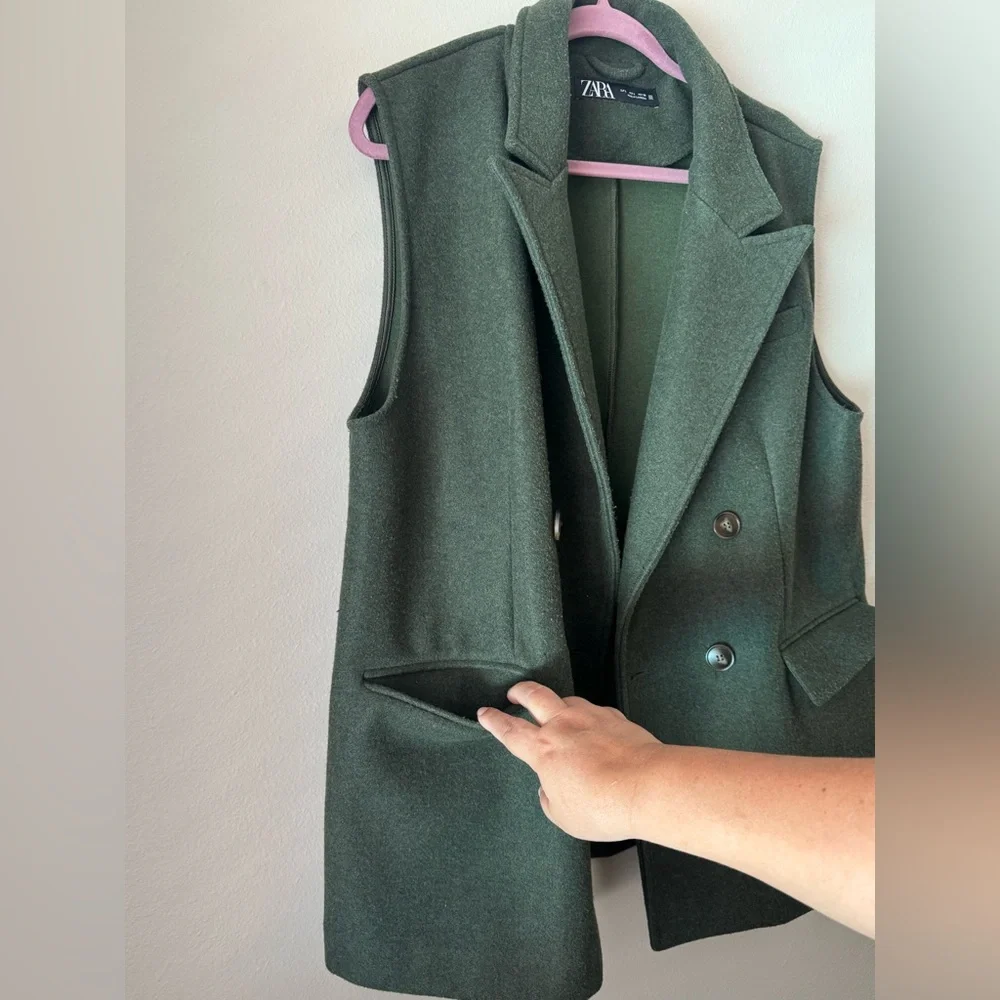 Zara Woman’s Forest Green Wool Blazer - Picture 5 of 9